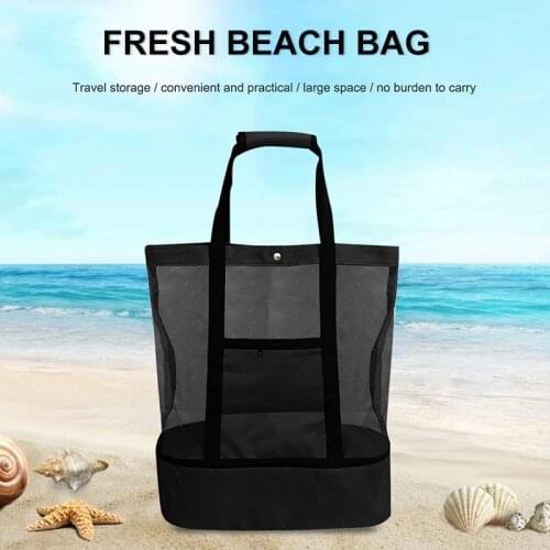 Outdoor 2 In 1 Cooler Picnic Bag Beach Bag Oversized Lightweight Mesh Beach Tote Bag Summer Storage Travel For Outdoor Beach