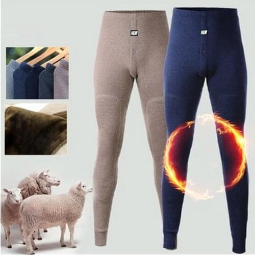2020 New Thermal Underwear Wool Long Johns Men Pants Thick Wear In Very Cold Winter Underpants Men Protect The Knee