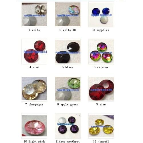 27MM 44PCS/lot Mang Colours Flower Round Shape Crystal Glass Sew On Stone Wedding Dress Clothing Decoration Accessary