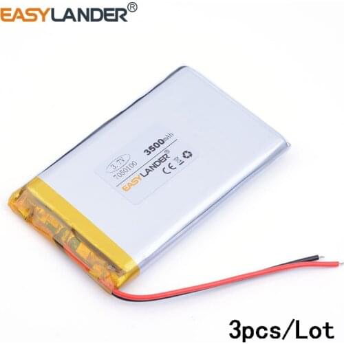 3pcs/lot 7050100 3.7 V lithium polymer battery 3500 mah DIY mobile emergency power charging treasure battery PAD DVD E-book