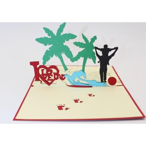 3D Laser Cut Handmade Father Love I Love Dad Paper Invitation Greeting Cards + Envelope Thanksgiving Fathers Day Creative Gift