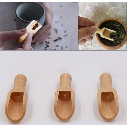 50%HOTNatural Wooden Coffee Tea Sugar Salt Powder Spoon Scoop Kitchen Utensil Tool