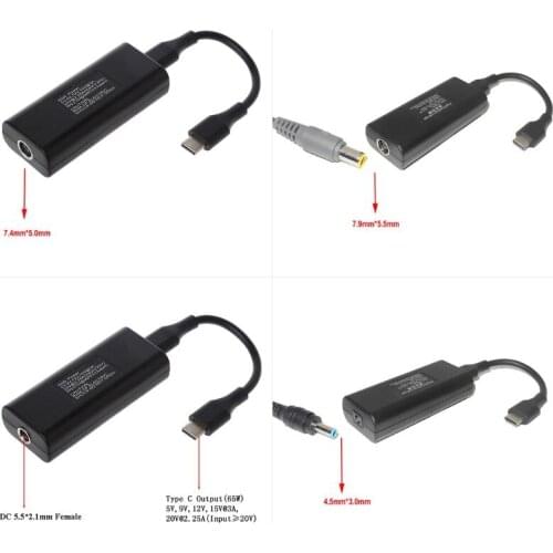 65W Mini Power Supply DC Adapter Charger Connector USB Type C Converter for lenovo Laptop PC Computer Accessories