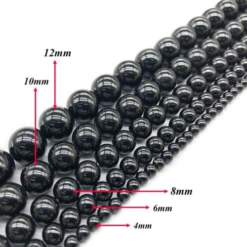 Natural Stone Loose Beads Black HematiteRound Beads for Women Men DIY Jewelry Making Bracelets Necklaces J212