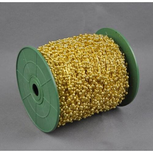 A Roll 120Meters Gold Silver Size 3MM Artificial Pearl Beads Chain Garland Spool Rope Wedding Party Prom Home Hanging Decoration