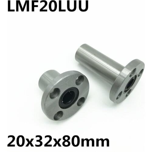 2pcs LMF20LUU LMF20L flange ball bearing Used for 20mm linear guide Free shipping 20x32x80 mm