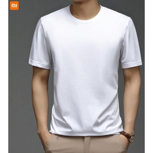 Xiaomi youpin Ice feeling mercerized T-shirt mens 2021 summer new simple casual solid color short-sleeved bottoming shirt thin