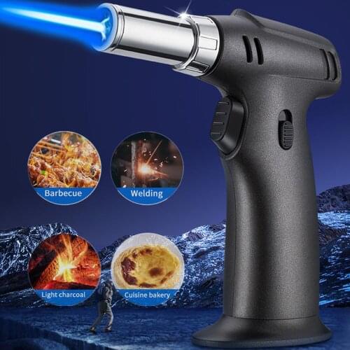 High Jet Flame Butane Gas Lighter Refillable Adjustsable Butane Jet Torch Lighter BBQ Tools Kitchen Flame Ignition Tool No Gas