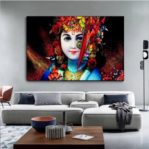 Hindu God Figure Canvas Painting Shiva Parvati Ganesha Indian Posters and Prints Wall Art Pictures for Living Room Decoration