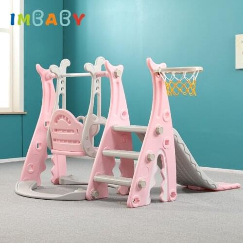IMBABY Kids Swing&Slide Combination Baby Swing Family Indoor Playground Kindergarten Safe Plastic With Water/Sand Flooding Board