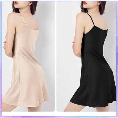 Summer Sexy Ice Silk Night Dress Women Sleepwear Female Spaghetti Strap Babydoll Nightgown Thin Dresses Home Clothes Autumn