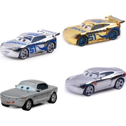 Disney Pixar Cars 3 Gold Silver Lighting McQueen 1:55 Diecast Metal Alloy Model Car Toys Birthday Christms Gift For Children Boy