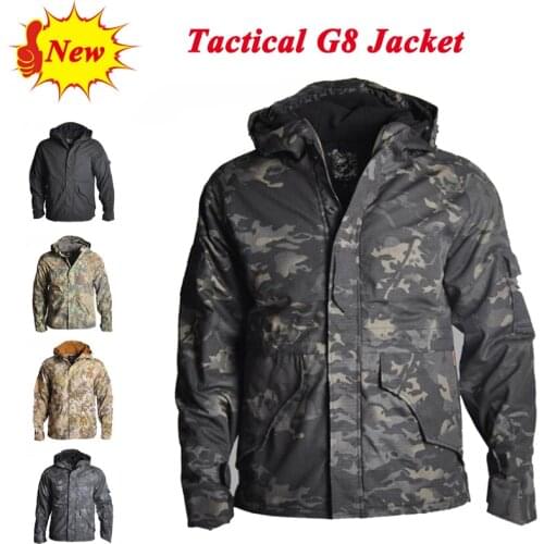 G8 Tactical Jacket Men Outdoor Waterproof Hunting Clothes Hiking Camping Hooded Coat Windbreaker Camouflage Sport Jacket
