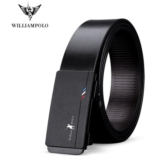 WilliamPolo Men‘s full-grain leather Brand Belt Men Top Quality Genuine Leather Belts for Men Strap Male Metal Automatic Buckle