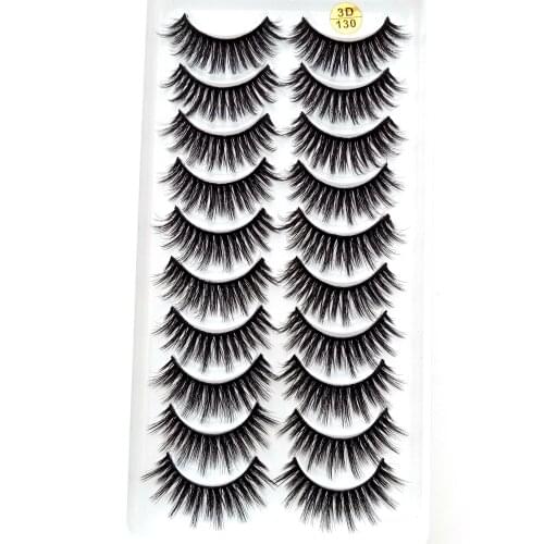2019 NEW 10 pairs 100% Real Mink Eyelashes 3D Natural False Eyelashes 3d Mink Lashes Soft Eyelash Extension Makeup Kit Cilios