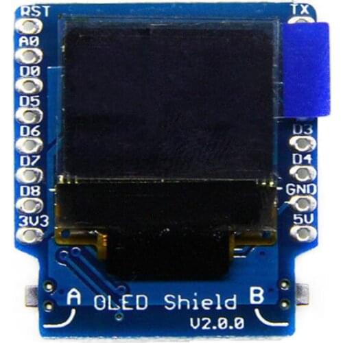 OLED Shield V2.0.0 for WeMos D1 mini 0.66" inch 64X48 IIC I2C two button