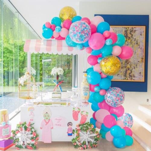 Pink Blue Hawaii Balloon Garland Arch Kit Summer Tropical Birthday Party Decoration Kids Hawaiian Party Baloon Baby Shower