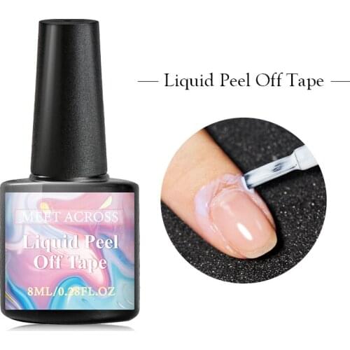 MEET ACOROSS 8ml Peel Off Gel Tearable Anti-spill Nail Polish Soak Off Uv Varnish Translucent No Wipe Nail Art Manicure Liquid