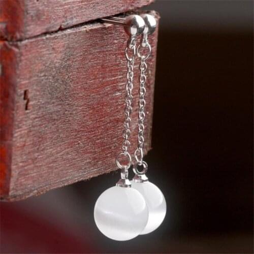 KOFSAC Exquisite Fashion Crystal Ball Simple Chain Earring Girl Jewelry 925 Sterling Silver Earrings For Women Party Accessories