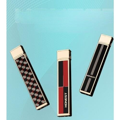 Ultra-thin Mini Slender Bar Inflatable Lighter Grinding Wheel Open Flame Smoking Accessories for Weed Gadgets for Men Good Gift