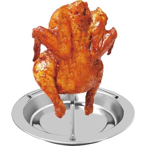 Chicken Roaster Rack Stand Holder Tray Grilled Outdoor BBQ Tools Stainless Steel Turkey Roaster Tray Oven Rotisserie Vertical