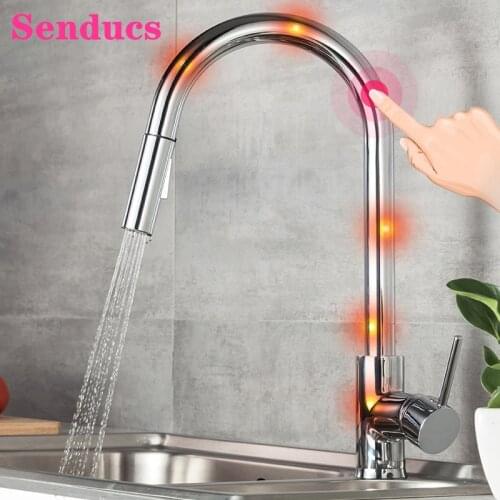 Touch Kitchen Faucets, Pull Down Sprayer Kitchen Mixer Tap with Polished Chrome Sensor Kitchen Faucets Touch on Kitchen Taps