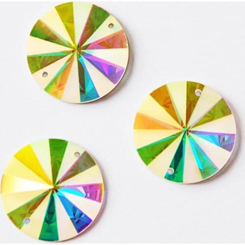 YANRUO 2004MTH Matte Crystal AB Round Sparkly Crystal Sewn Holes Glass Sewing Mirrors Strass Rhinestones For Jacket Clothes