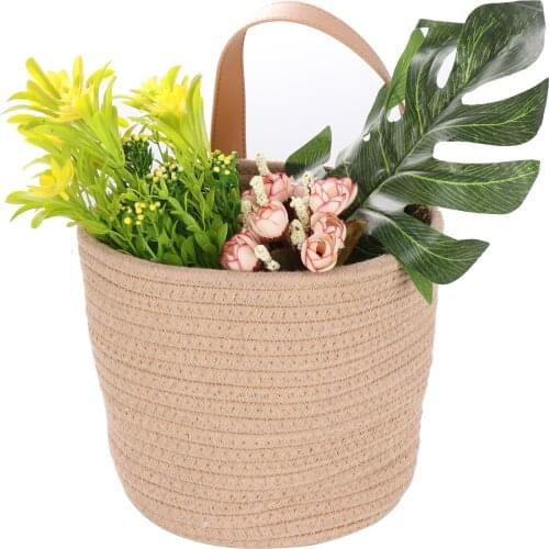 Planter Basket Handmade Rope Rattan Cotton Hanging Flower Pot Home Decoration Simulation Plant Storage Organizer
