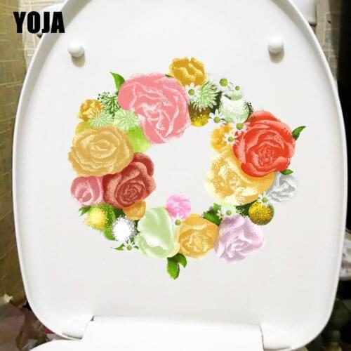 YOJA 22.4X21.2CM Rose Hand-Painted Garland Home Wall Sticker Room Decoration WC Toilet Decal T1-1717