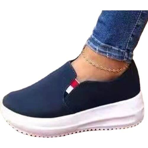 2021 Women Platform Sneakers Womens Wedges Vulcanized Shoes Ladies Slip On Walking Shoes Female Casual Footwear Plus Size