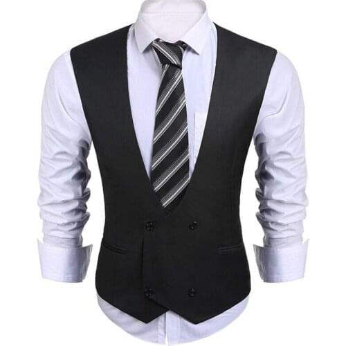 Custom Made Mens Double Breasted Black Vest 2021 Fashion Slim Fit Sleeveless Waistcoat Men Business Wedding Vests Costume Homme