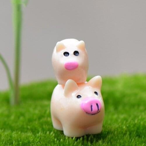 ZOCDOU 2 Pieces Cartoon Decor Pig Cute Swine Cerdo Family Crafts Ornament Home Garden Small Resin Statue Figurine Hog Simulation