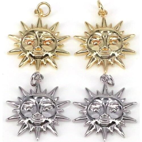 10Pcs , Metal Copper Gold Silver Color Sun Eye Charms Pendants Jewelry Necklace Making Accessory Fashion