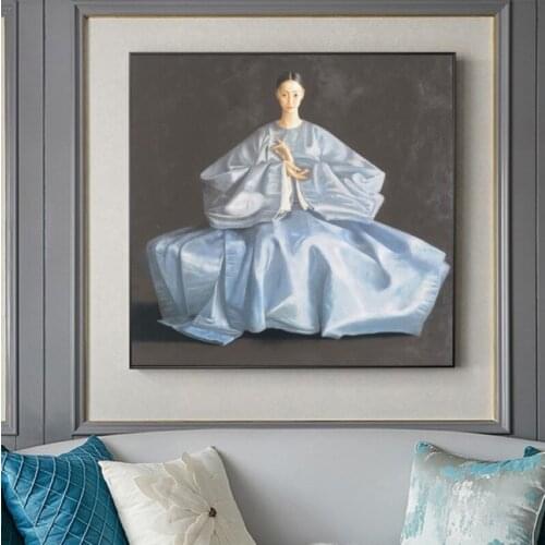 100% Hand Painted Painting On Canvas Splendid Attire Korean Japanese East Woman Canvas Painting Wall Art Picture For Living Room