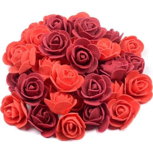 100pcs 3.5cm artificial foam rose heads, family DIY wreath, home decoration, wedding ornaments, artificial flower ornaments
