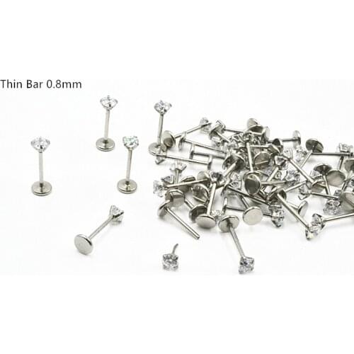50pcs Body Jewelry 20G Internally threaded Lip Morne Rings Earrings Stud CZ Cartilage Helix Tragus Piercings Body Jewelry
