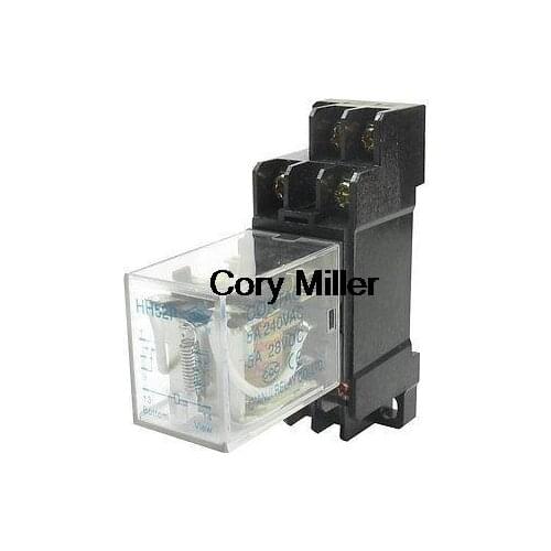 AC 200V/220V 8-Pin Connecting DPDT Electromagnetic Relay w 2-M4X10 Socket