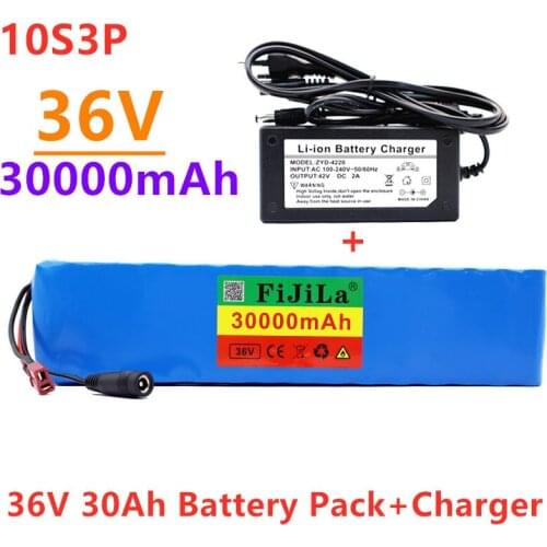 10S3P 36V 30Ah Battery ebike battery pack 18650 Li-Ion Battery 500W High Power and Capacity 42V Motorcycle Scooter with charger
