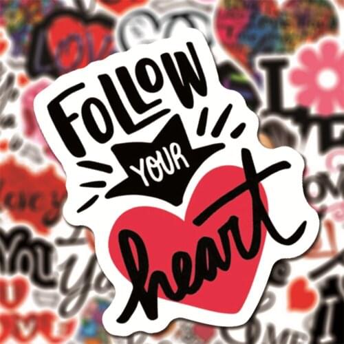50pcs Ins Style Love Heart Graffiti Scrapbook Stickers For Notebook Laptop Bike Helmet Car Waterproof I Love You Sticker Decal