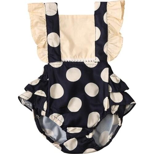 0-2 years Baby Girls Rompers Ruffles Fly Sleeve Dot cute Jumpsuit for Newborn infant romper Outfits Clothes for kids CF