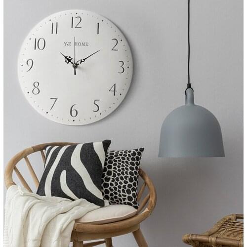 12inch Living room silent wall clock simple modern round digital clock home bedroom hanging table creative decoration quartz