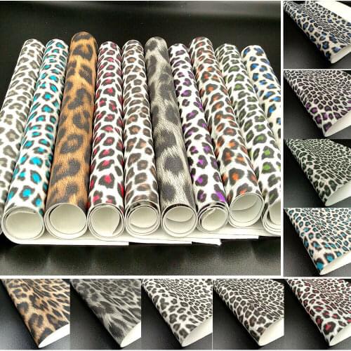 Glitter Shiny Sparkle Leopard Print Fabric PU Leather Waterproof DIY Sewing Bows Craft A4/A5 Sheets