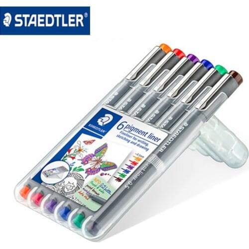 Staedtler 308 0.3mm/0.5mm Colored pigment liner fineliner Pen 6pcs/set