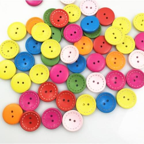 Mixed Color 2 Holes Wooden Round Sewing Buttons 20mm Diameter 50 PCs High Quality 7NK243