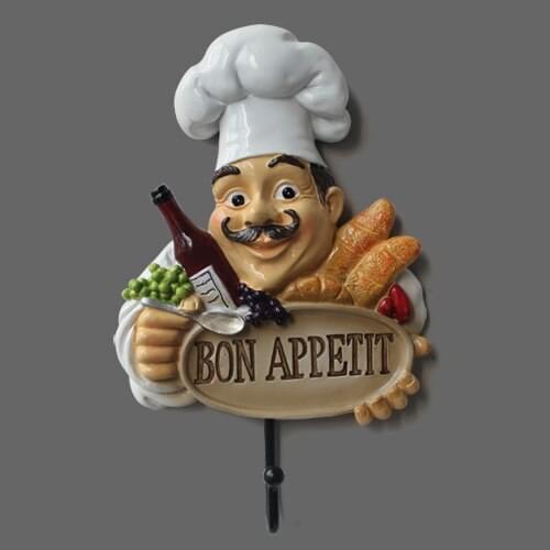EUROPEAN CHEF WALL DECORATION COAT HOOK DOOR COAT HOOK BEDROOM HANGER CREATIVE KITCHEN RETRO HOOK HOME DECORATION ACCESSORIES