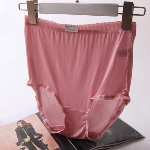 Guiyi 100% Nature Silk Womens Lace Sexy High Waist Underwear 8 Colors Seamless Abdomen Hips Breathable Real Silk Briefs