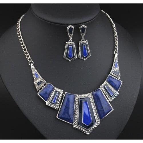 Foreign resin imitation stones and drip jewelry wholesale necklace 2015 sale Statement Women necklace Earrings Crystal Vintage