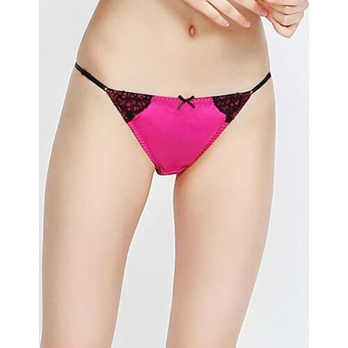 Pack Sexy Silk Thong With Lace Womens Silk Underwear Knickers,Ladies Mid Waist Panties Soft Breathable Hipster Underpants Mutipa