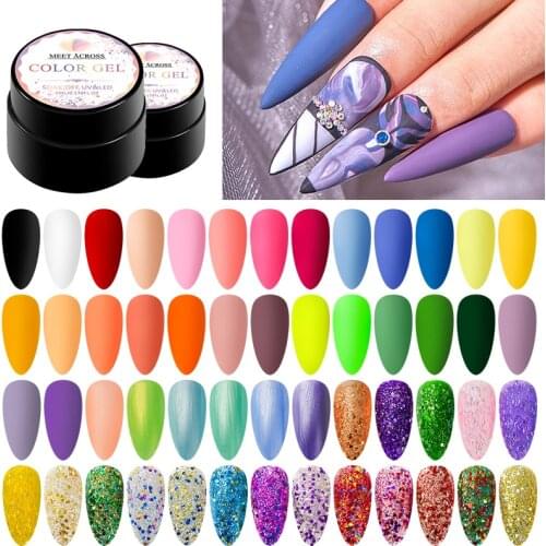 MEET ACROSS 5ml Gel Nail Polish Pure Color Soak Off UV LED Nail Gel All For Nails Art Manicure Semi Permanant Gellak Nail Gel