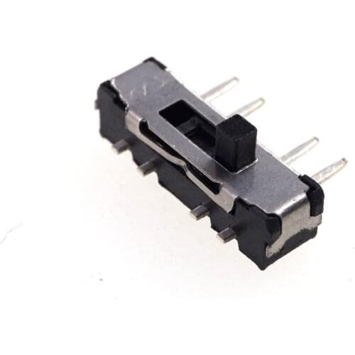 10 pcs Miniature Slide Switch 4 Pin 1P3T SP3T ON-ON-ON Horizontal Through Hole PCB Knob 2.00mm Height